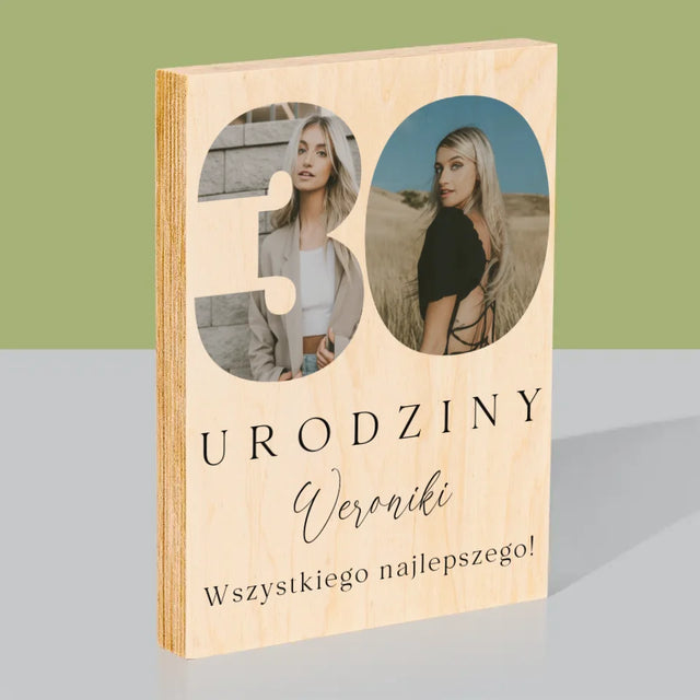 Słowo Ze Zdjęć: 30 Urodziny Podpis - Wydruk Na Drewnie