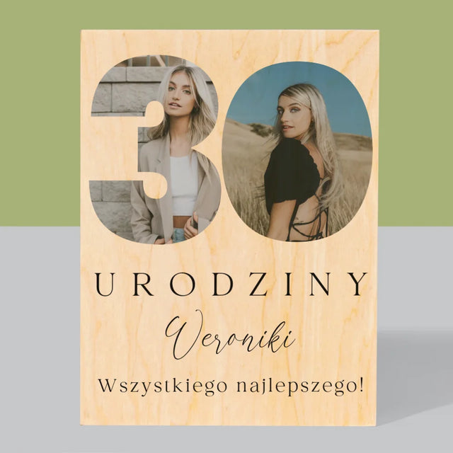 Słowo Ze Zdjęć: 30 Urodziny Podpis - Wydruk Na Drewnie