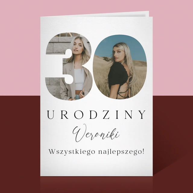 Słowo Ze Zdjęć: 30 Urodziny Podpis - Kartka z Życzeniami