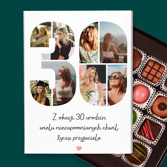 Fotokolaż: 30 Urodziny Życzenia - Personalizowane Praliny