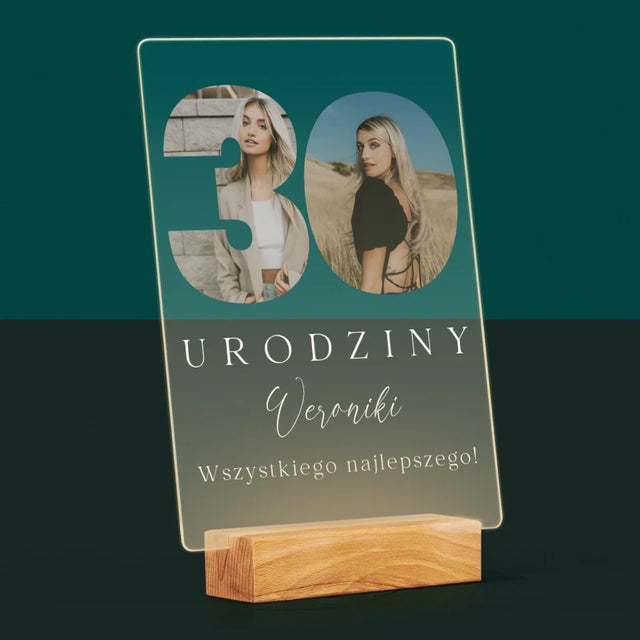 Słowo Ze Zdjęć: 30 Urodziny Podpis - Wydruk Na Szkle Akrylowym