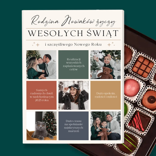 Fotokolaż: Wesołych Świąt Życzenia - Personalizowane Praliny