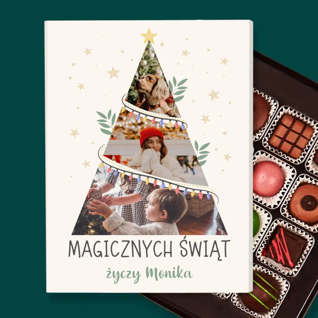 Fotokolaż: Magicznych Świąt Choinka - Personalizowane Praliny