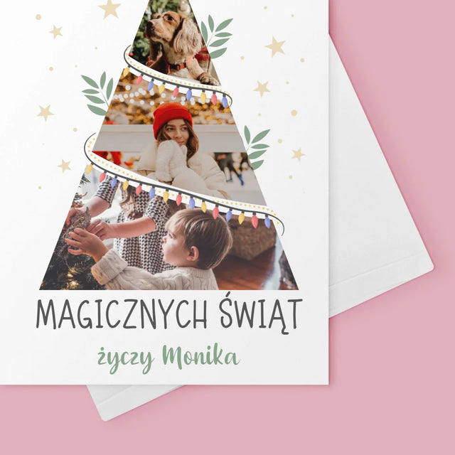 Fotokolaż: Magicznych Świąt Choinka - Kartka Z Życzeniami