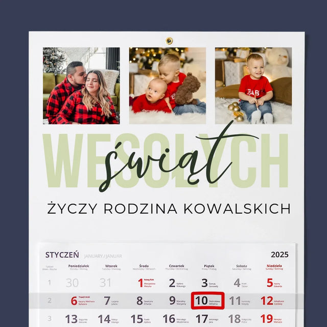 Fotokolaż: Wesołych Świąt - Personalizowany Kalendarz Jednodzielny