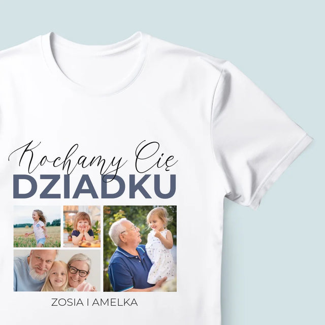 Fotokolaż: Kochamy Cię Dziadku - Koszulka Męska z Nadrukiem