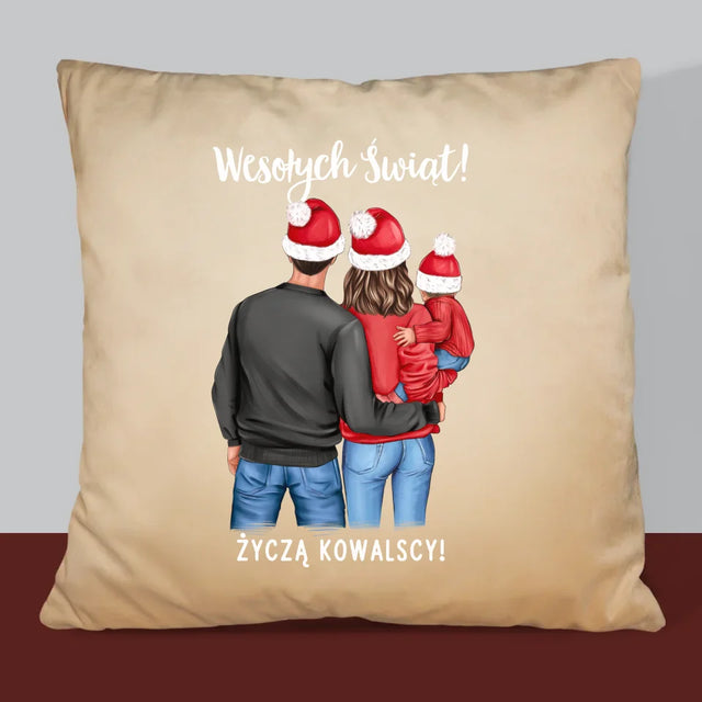Kreator Postaci: Świąteczna Rodzina - Poduszka z Nadrukiem