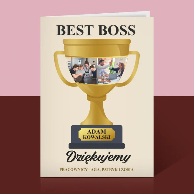 Fotokolaż: Best Boss Puchar - Kartka z Życzeniami