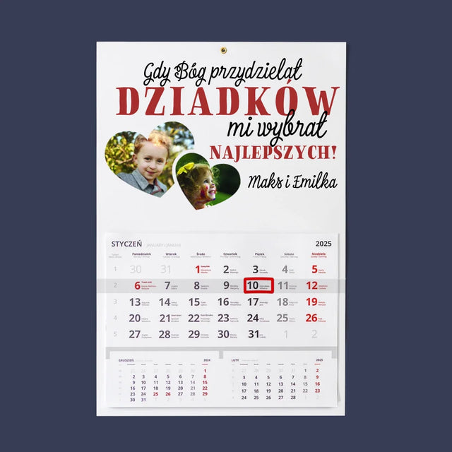 Fotokolaż: Gdy Bóg Przydzielał Dziadków - Personalizowany Kalendarz Jednodzielny