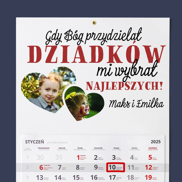 Fotokolaż: Gdy Bóg Przydzielał Dziadków - Personalizowany Kalendarz Jednodzielny