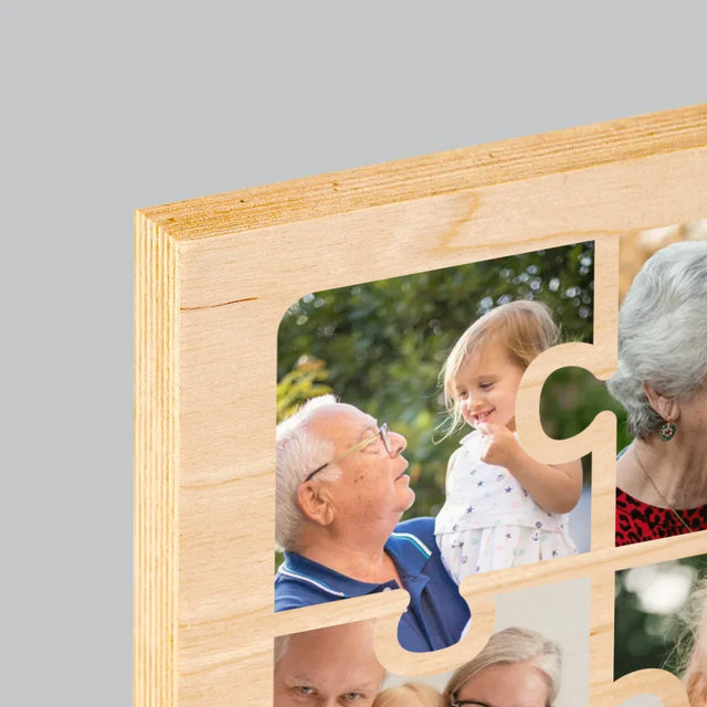 Fotokolaż: Puzzle Zdjęcia Dla Dziadka - Wydruk Na Drewnie