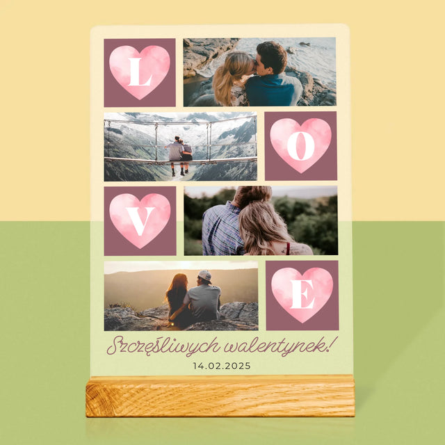 Fotokolaż: Serduszka Love - Wydruk Na Szkle Akrylowym