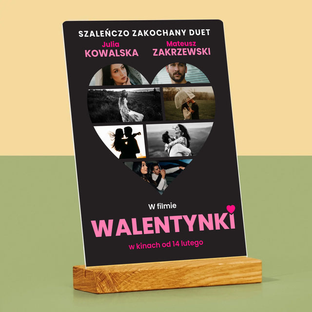 Fotokolaż: Walentynki Plakat Filmowy - Wydruk Na Szkle Akrylowym