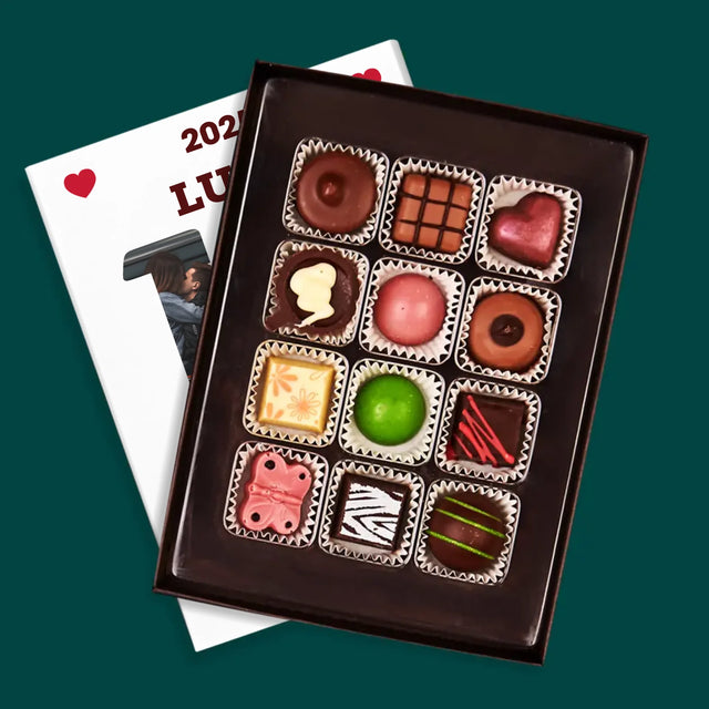 Słowo Ze Zdjęć: Walentynki Kartka z Kalendarza - Personalizowane Praliny