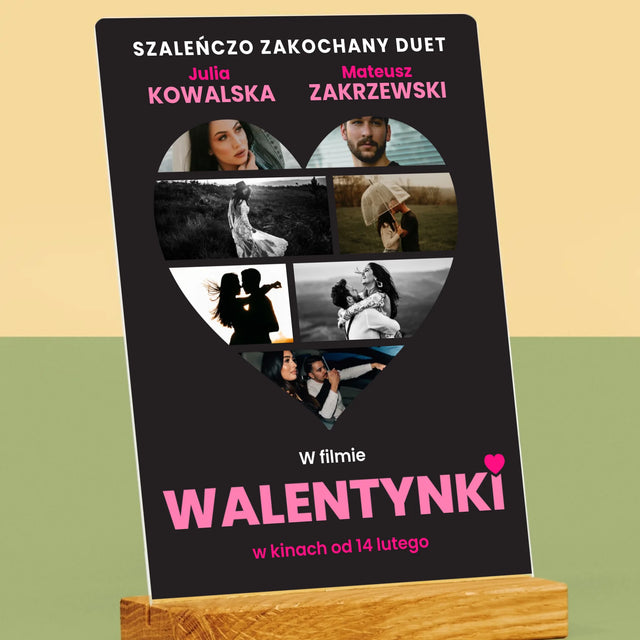 Fotokolaż: Walentynki Plakat Filmowy - Wydruk Na Szkle Akrylowym