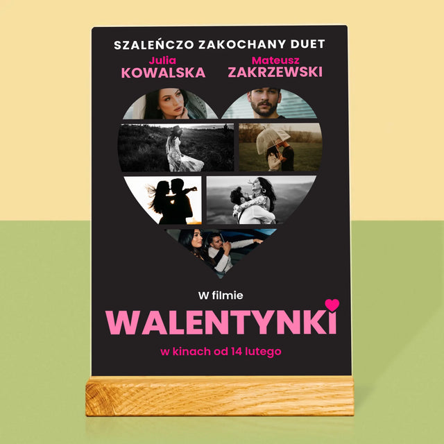 Fotokolaż: Walentynki Plakat Filmowy - Wydruk Na Szkle Akrylowym