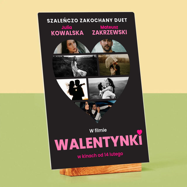 Fotokolaż: Walentynki Plakat Filmowy - Wydruk Na Szkle Akrylowym