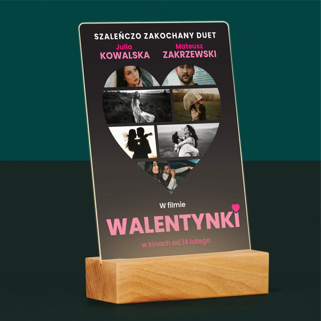 Fotokolaż: Walentynki Plakat Filmowy - Wydruk Na Szkle Akrylowym