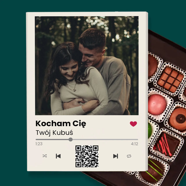 Zdjęcie i Podpis: Spotify z Kodem Qr - Praliny Personalizowane