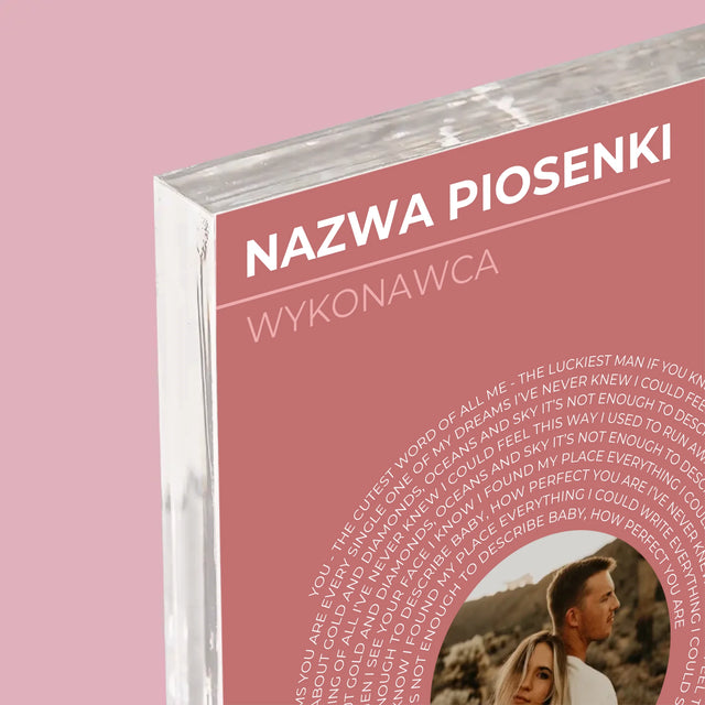 Zdjęcie i Podpis: Nasza Piosenka Płyta Winylowa - Blok Akrylowy