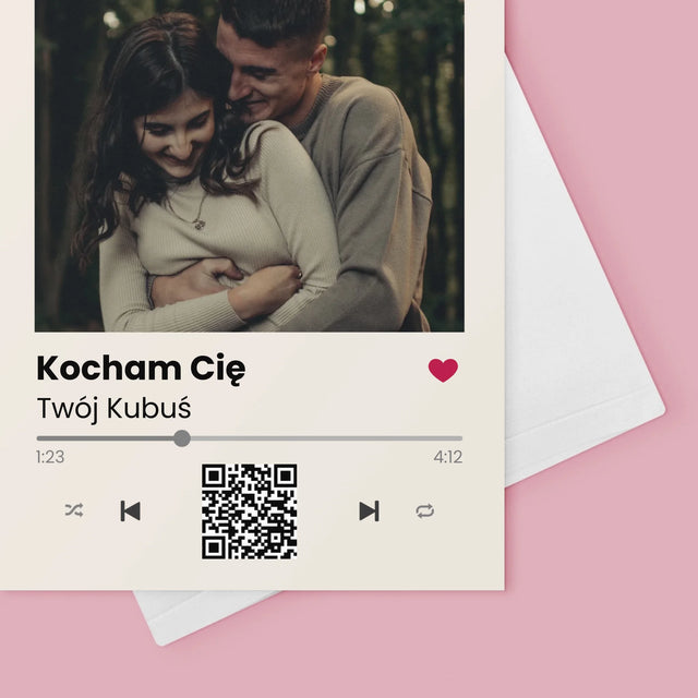 Zdjęcie i Podpis: Spotify z Kodem Qr - Kartka z Życzeniami