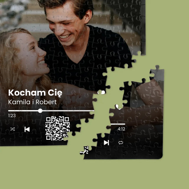 Zdjęcie i Podpis: Wasza Piosenka Kod Qr - Puzzle Personalizowane