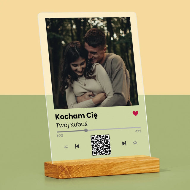 Zdjęcie i Podpis: Spotify z Kodem Qr - Wydruk Na Szkle Akrylowym