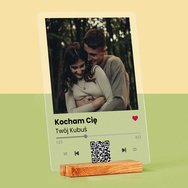 Zdjęcie i Podpis: Spotify z Kodem Qr - Wydruk Na Szkle Akrylowym