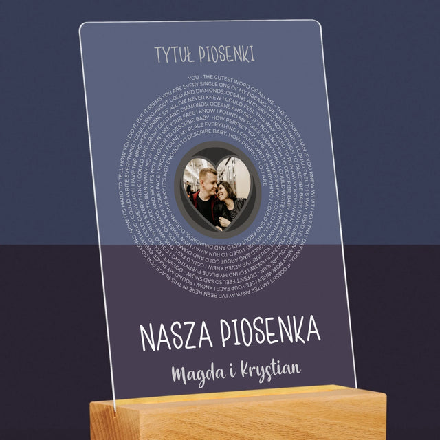 Zdjęcie i Podpis: Nasza Piosenka z Tekstem - Wydruk Na Szkle Akrylowym