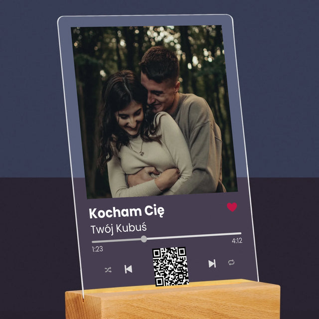 Zdjęcie i Podpis: Spotify z Kodem Qr - Wydruk Na Szkle Akrylowym