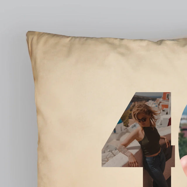 Słowo Ze Zdjęć: 40 Urodziny Piękne Chwile - Poduszka z Nadrukiem