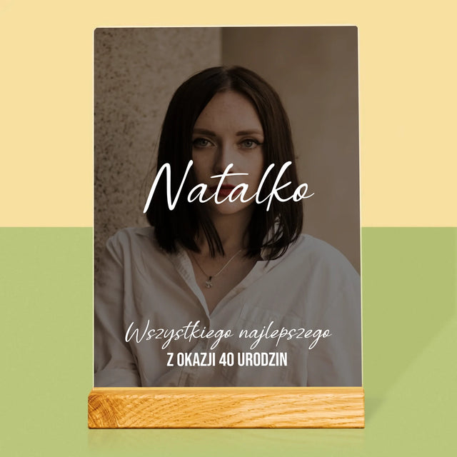 Zdjęcie I Podpis: 40 Urodziny Wszystkiego Najlepszego - Wydruk Na Szkle Akrylowym