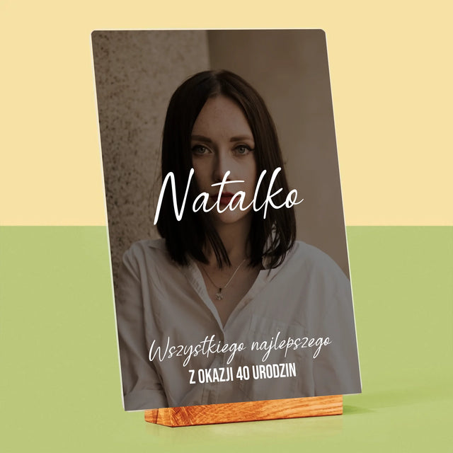 Zdjęcie I Podpis: 40 Urodziny Wszystkiego Najlepszego - Wydruk Na Szkle Akrylowym