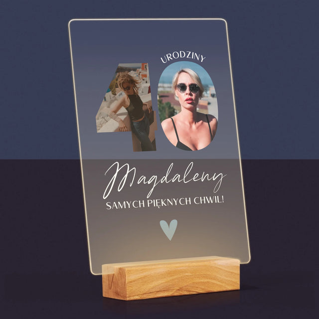 Słowo Ze Zdjęć: 40 Urodziny Piękne Chwile - Wydruk Na Szkle Akrylowym