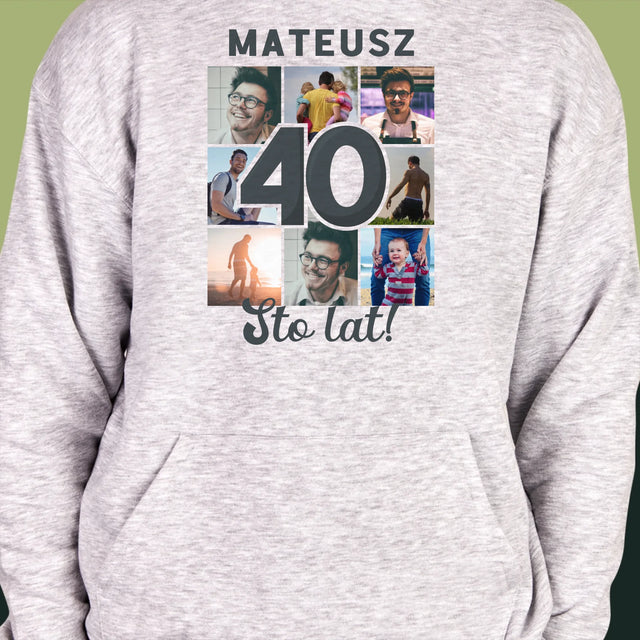 Fotokolaż: 40 Lat - Bluza Męska Z Kapturem