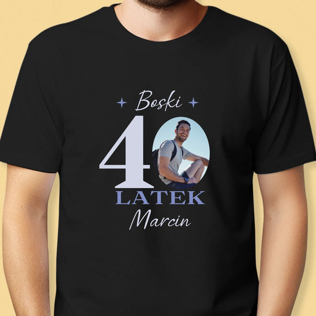 Zdjęcie I Podpis: Boski 40-Latek - Koszulka Damska z Nadrukiem