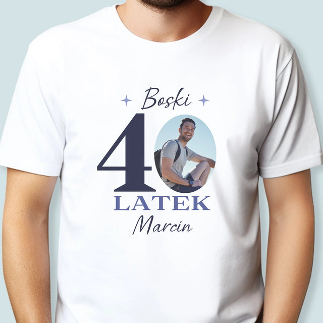 Zdjęcie I Podpis: Boski 40-Latek - Koszulka Damska z Nadrukiem
