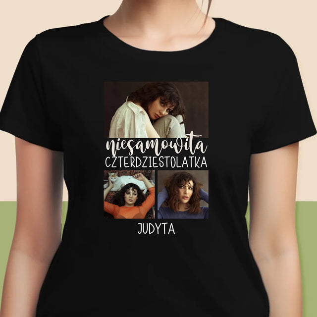 Fotokolaż: Niesamowita Czterdziestolatka - Koszulka Damska z Nadrukiem