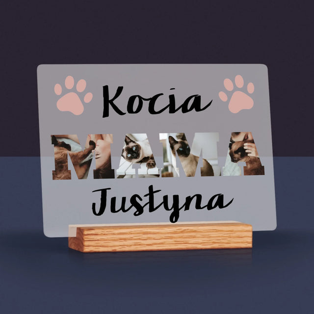 Słowo Ze Zdjęć: Kocia Mama  - Wydruk Na Szkle Akrylowym