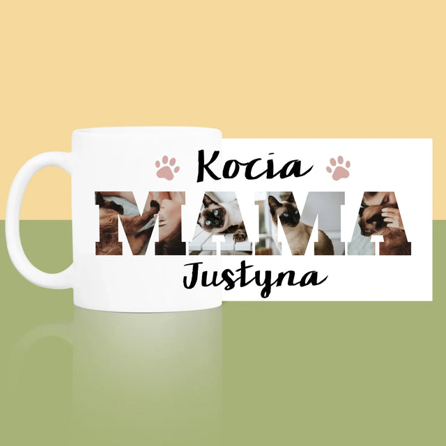 Słowo Ze Zdjęć: Kocia Mama  - Kubek z Nadrukiem