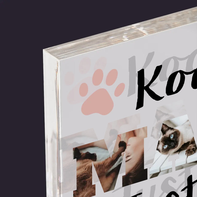 Słowo Ze Zdjęć: Kocia Mama  - Blok Akrylowy z Nadrukiem