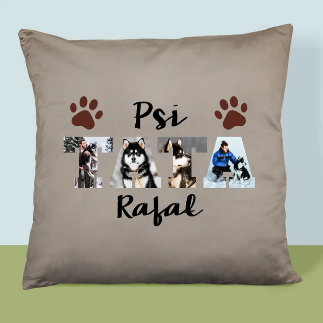 Słowo Ze Zdjęć: Psi Tata  - Poduszka z Nadrukiem