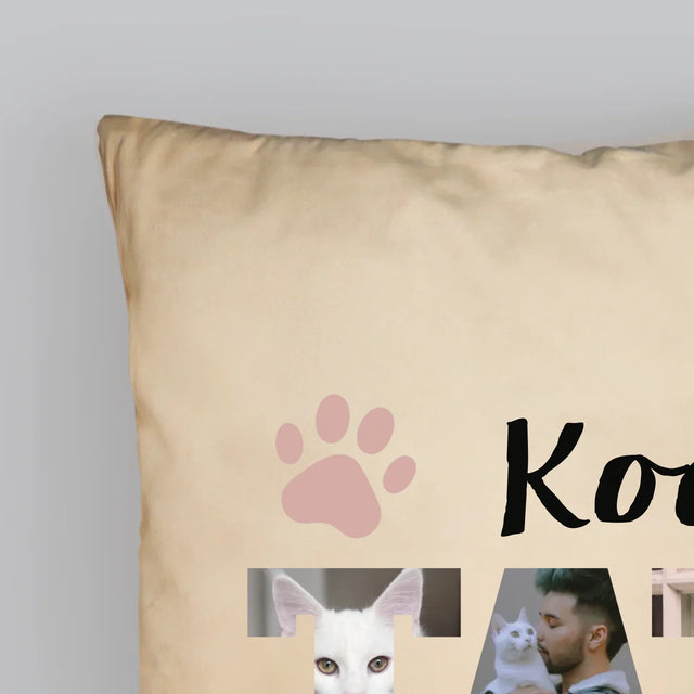 Słowo Ze Zdjęć: Koci Tata  - Poduszka z Nadrukiem