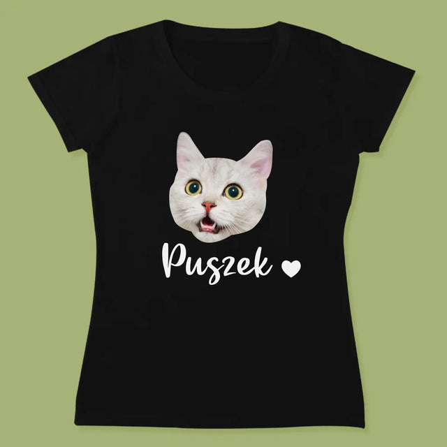 Twoja Postać: Głowa Twojego Kotka - Koszulka Damska z Nadrukiem