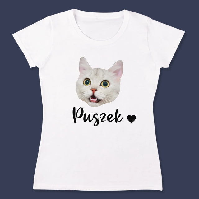 Twoja Postać: Głowa Twojego Kotka - Koszulka Damska z Nadrukiem
