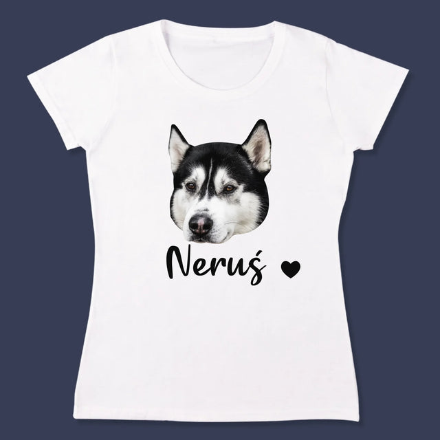 Twoja Postać: Głowa Twojego Pieska - Koszulka Damska z Nadrukiem