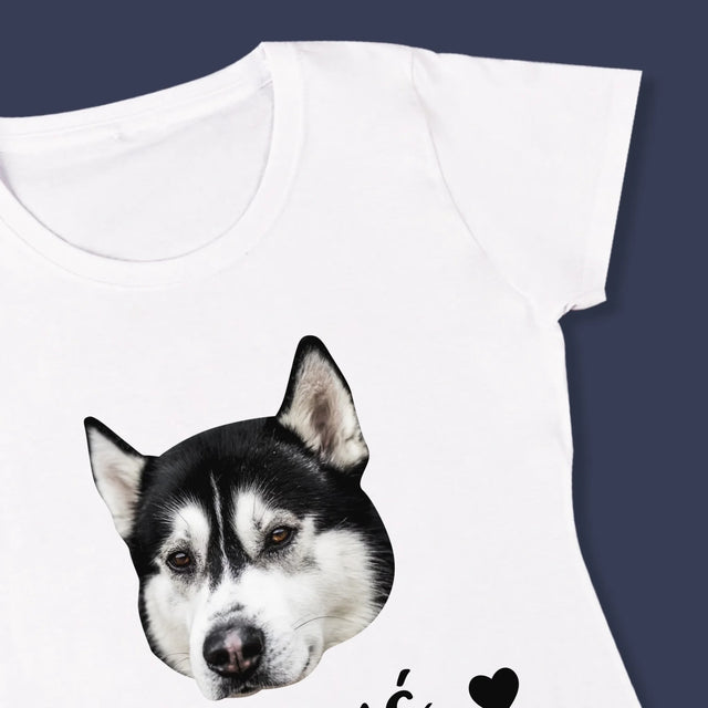 Twoja Postać: Głowa Twojego Pieska - Koszulka Damska z Nadrukiem