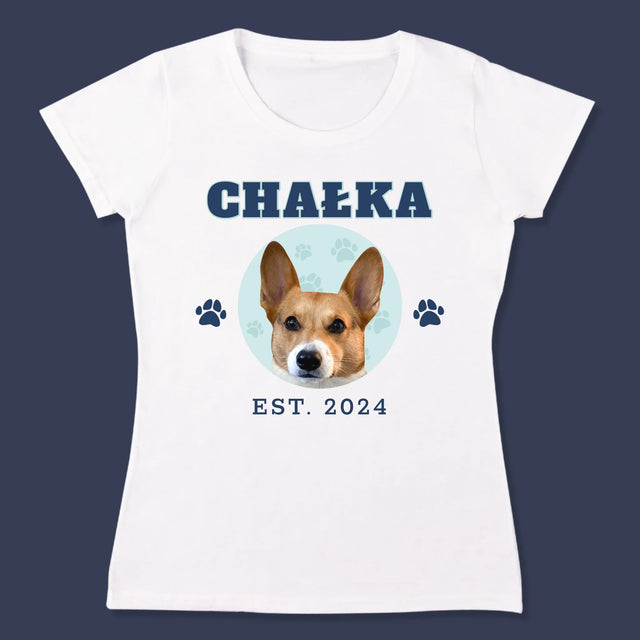 Twoja Postać: Twój Pies Varsity - Koszulka Damska z Nadrukiem