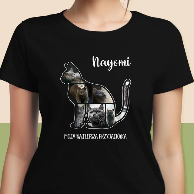 Kształt Ze Zdjęć: Kot Najlepszy Przyjaciel - Koszulka Damska z Nadrukiem