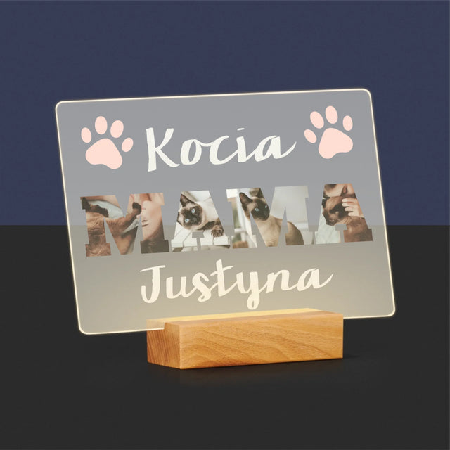 Słowo Ze Zdjęć: Kocia Mama  - Wydruk Na Szkle Akrylowym